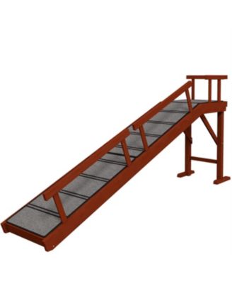 Dog Ramp with Removable Guardrails, Non-Slip Surface in Brown