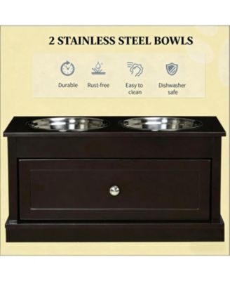 Wide Dog Bowls Elevated Feeding Station with Drawer