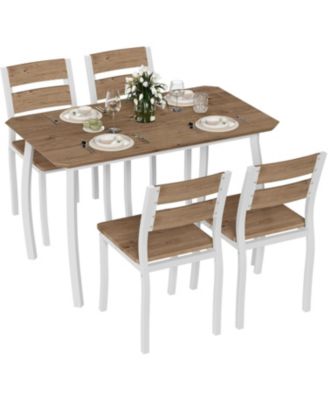 5-Piece Dining Table Set for 4, Modern Kitchen Table and 4 Chairs, Space-Saving Metal Frame, for Small Apartment, Dining Room