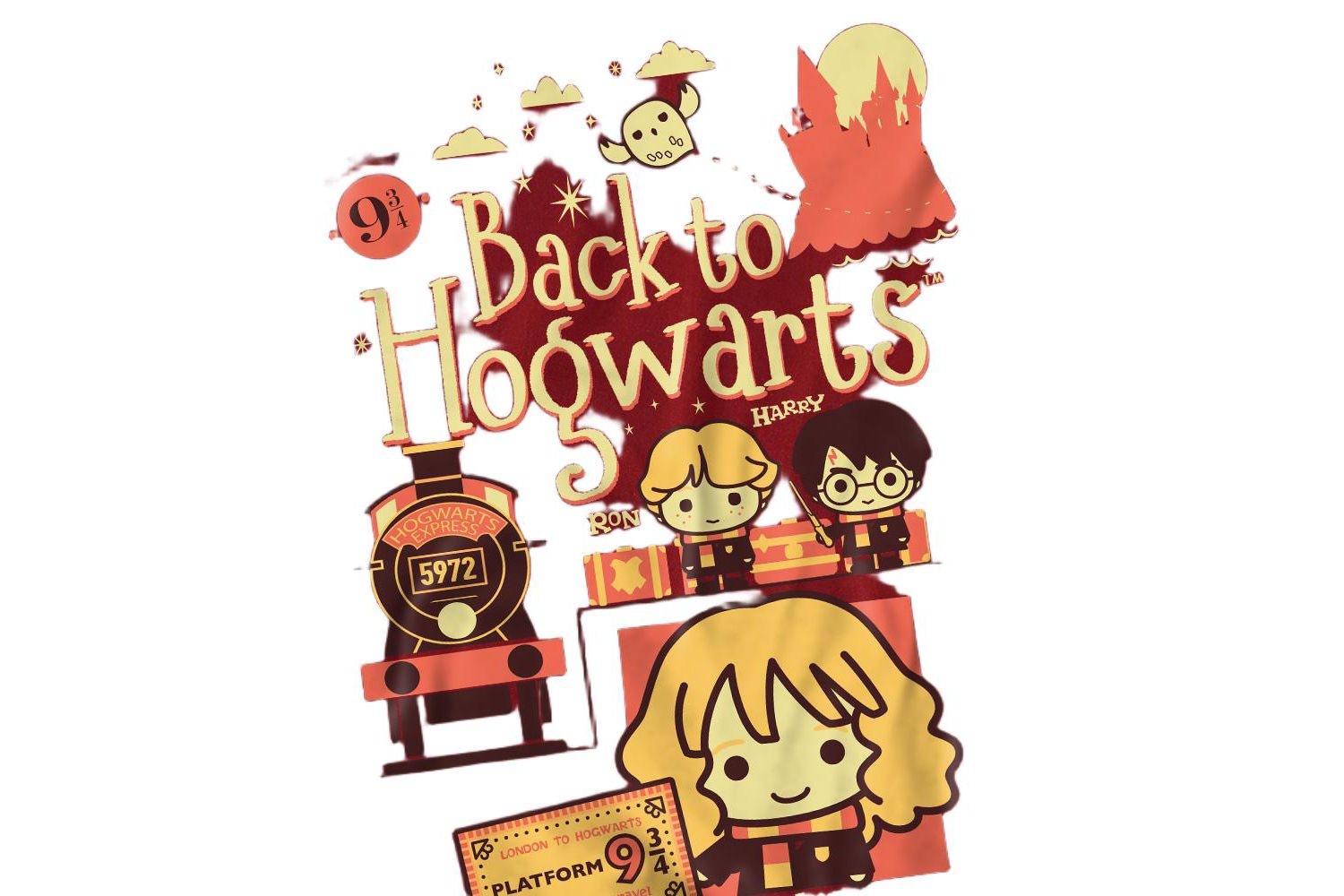 Men's Back To Hogwarts Platform 9 34 Chibis T Shirt
