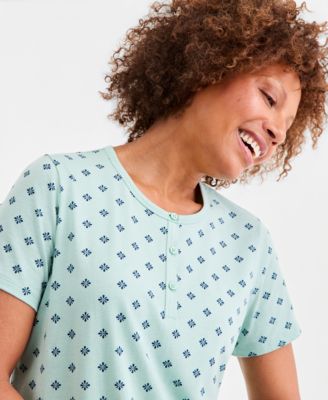 Women's Cotton Essential Short-Sleeve Henley Sleepshirt