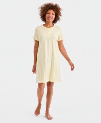 Women's Cotton Essential Short-Sleeve Henley Sleepshirt
