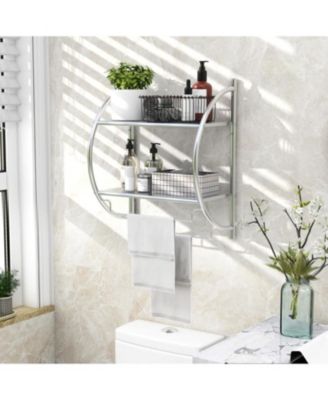 2-Tier Wall Mount Shower Organizer Towel Storage Rack