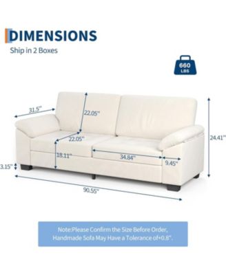 90" Modern Oversized Velvet Loveseat, Wide Armrests, Washable Cushion Covers, Comfy 2-3 Seater Sofa for Living Room, Bedroom, Apartment, Beige