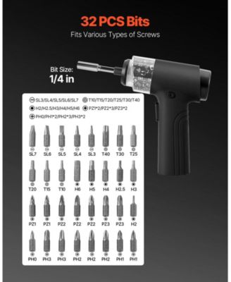 Cordless Electric Screwdriver Set, 7 Torque Settings (0.5-5 N.m), 2500mAh Battery, 32-Piece 1/4" Bits, LED, Type-C