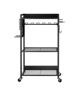 4-Tier Tool Cart, 150 lb Capacity, Rolling Drill Holder & Storage Rack on Wheels.