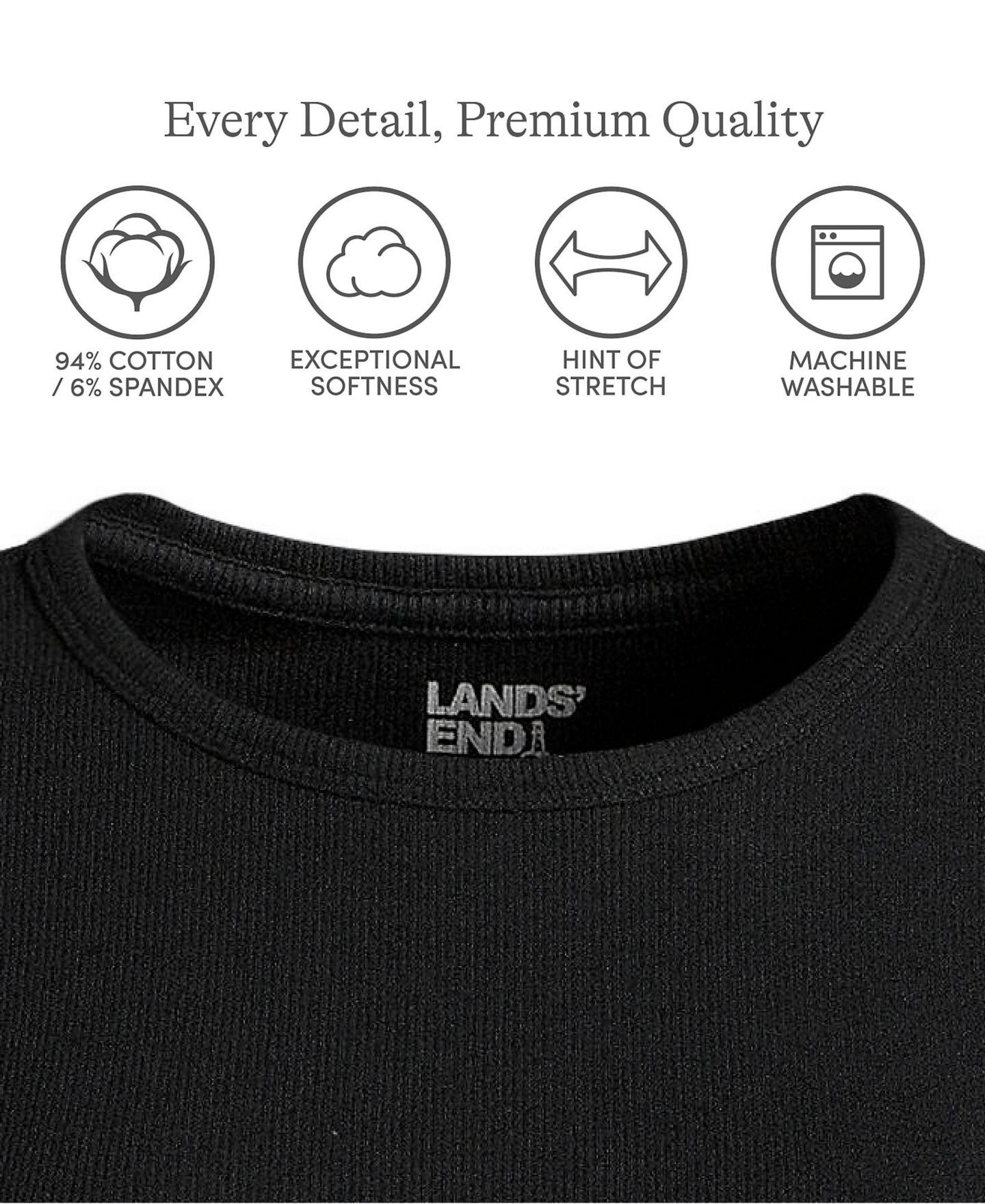 Женская футболка Lands' End Cotton Rib, цвет: Чёрный — фото 4
