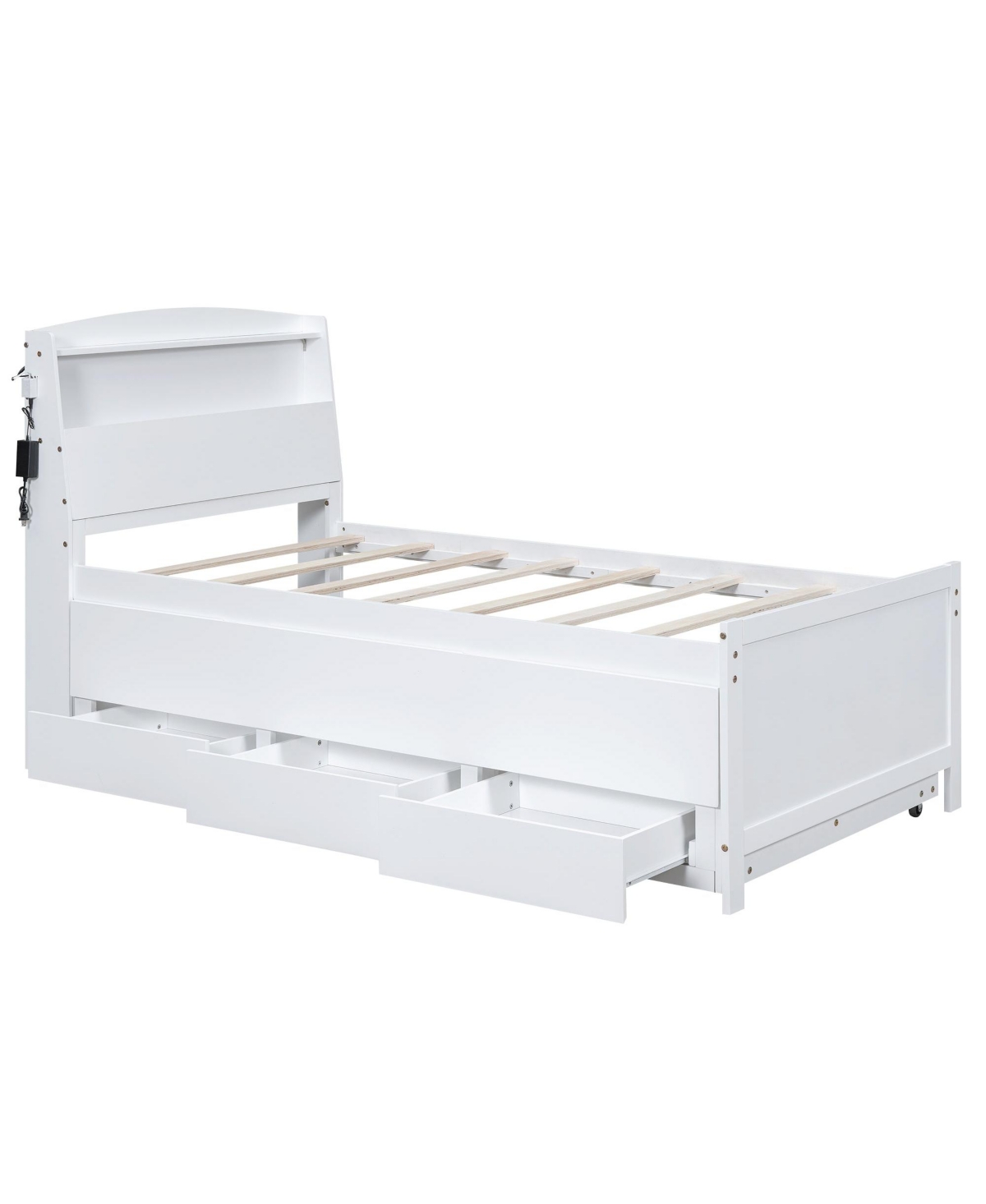Boyel Living Twin Size Platform Bed with Storage Led Headboard, Twin Size Trundle and 3 Drawers
