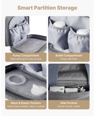 Wearable Breast Pump Bag with Ice Pack, Fits M5/M6, Storage for Pump Accessories & Breastmilk, Portable Carrying Case, Grey