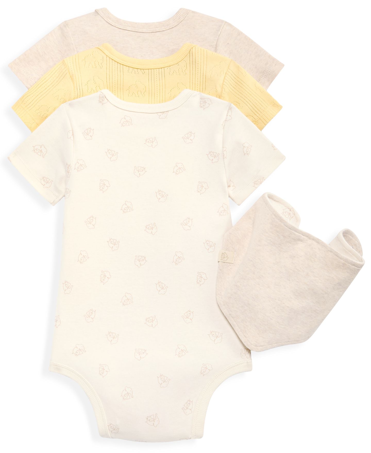 Детский набор First Impressions Everyday Baby Essentials: 3 боди и нагрудник, цвет: Жёлтый светлый — фото 3