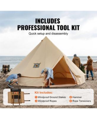 4-Season Canvas Bell Tent, 6m/19.68ft Yurt Tent with Stove Jack, Breathable, Holds Up to 10 People