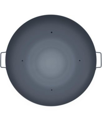 34-Inch Round Carbon Steel Fire Pit Bowl, Wood Burning Fire Bowl with Drain Hole, Portable Handles and Firewood Stick, Black