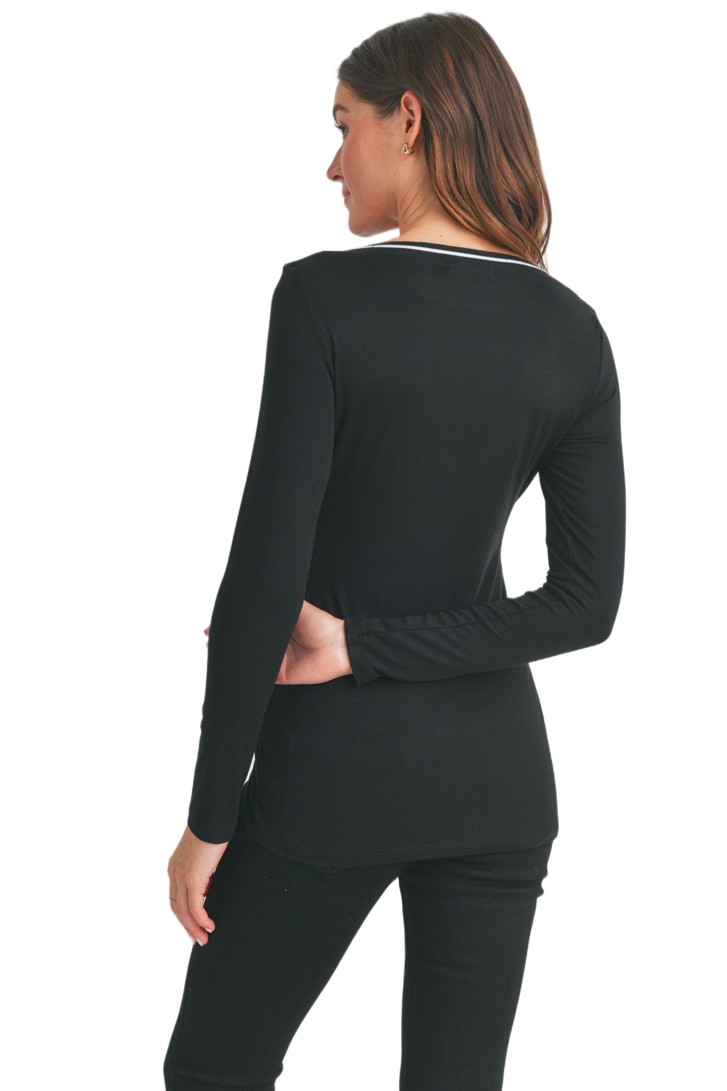 Maternity Fitted Boat Neck Long Sleeve Top