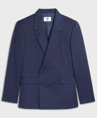 Men's Slim-Fit Double-Breasted Pinstripe Blazer