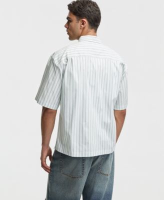 Men's Boxy-Fit Striped Short-Sleeve Shirt