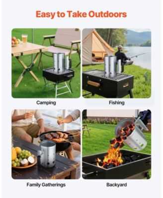 4 lbs Charcoal Chimney Starter, Heavy Duty BBQ Steel Chimney Starter for Charcoal Grill and Barbecues, Silver