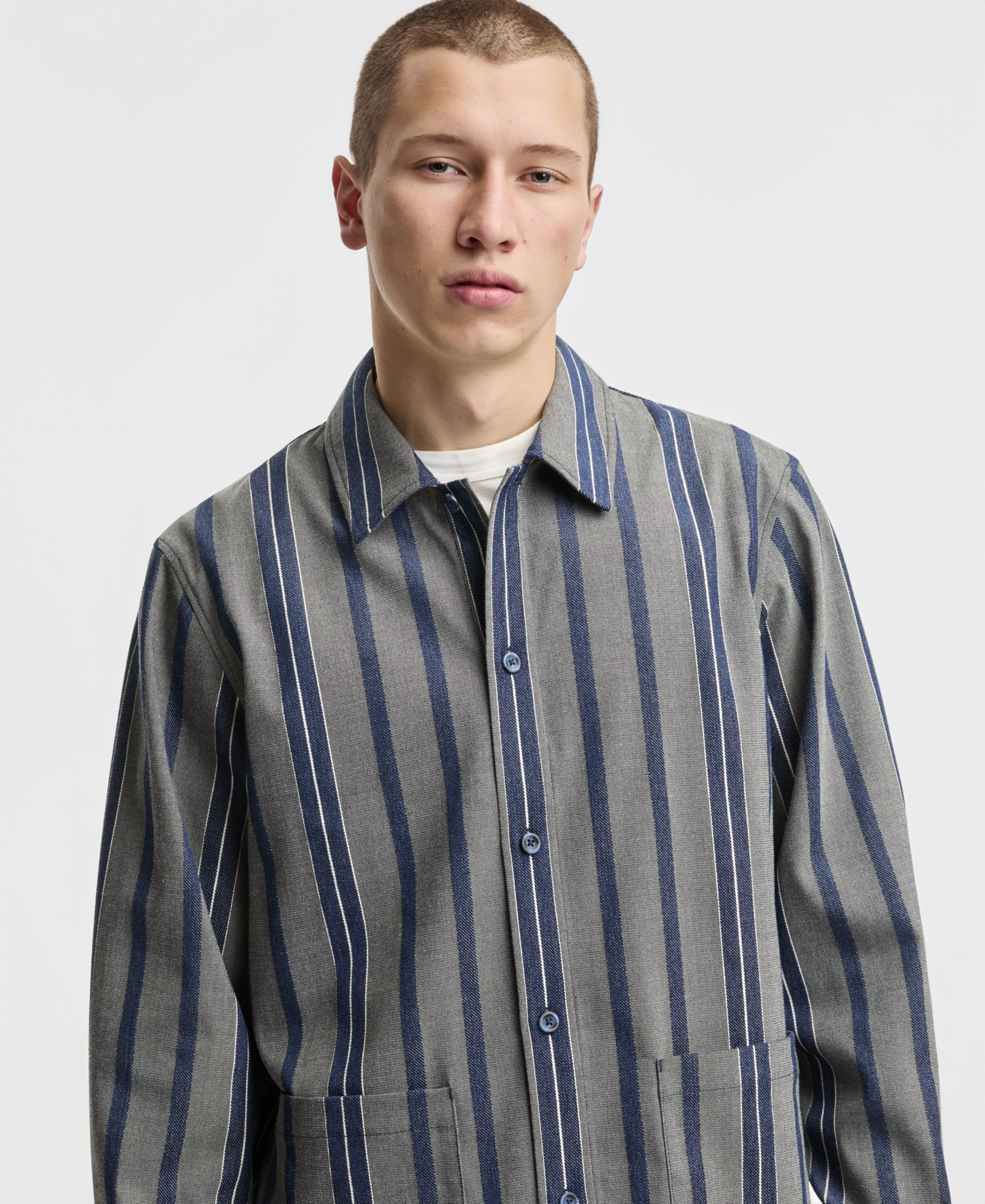Men's Relaxed-Fit Striped Overshirt