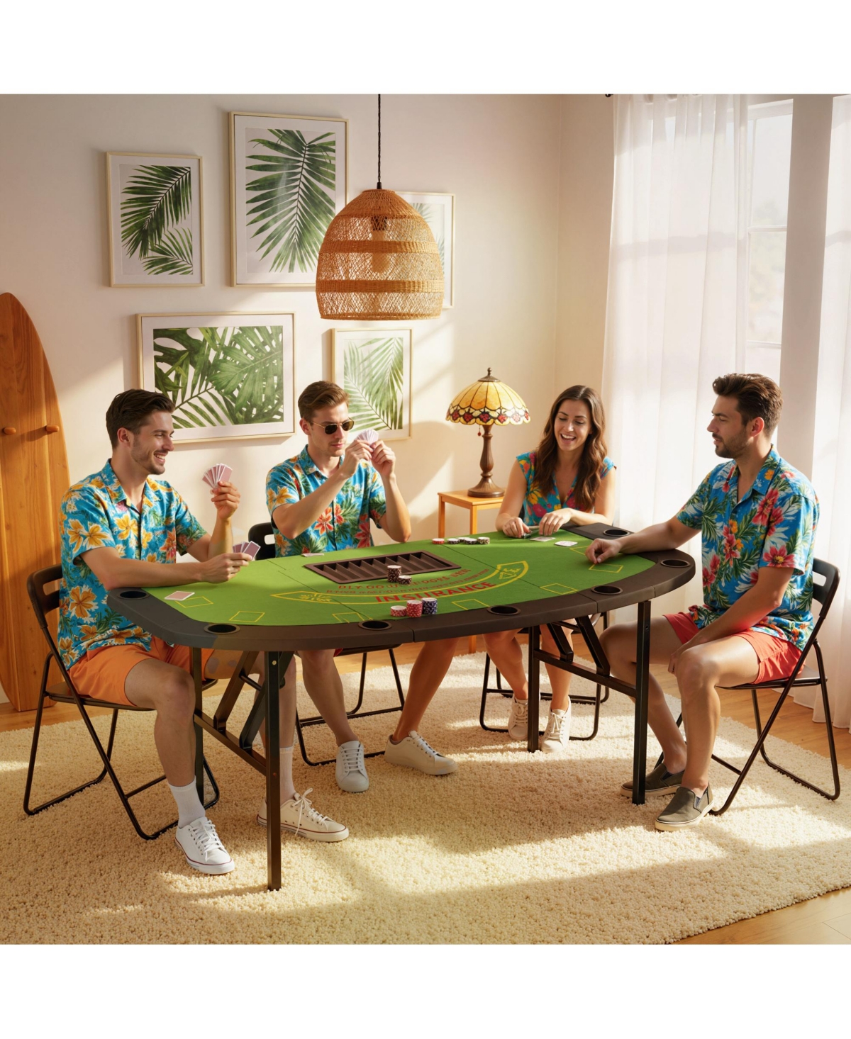 Soozier 72" Foldable Poker Table, Portable 8-Player jack Table