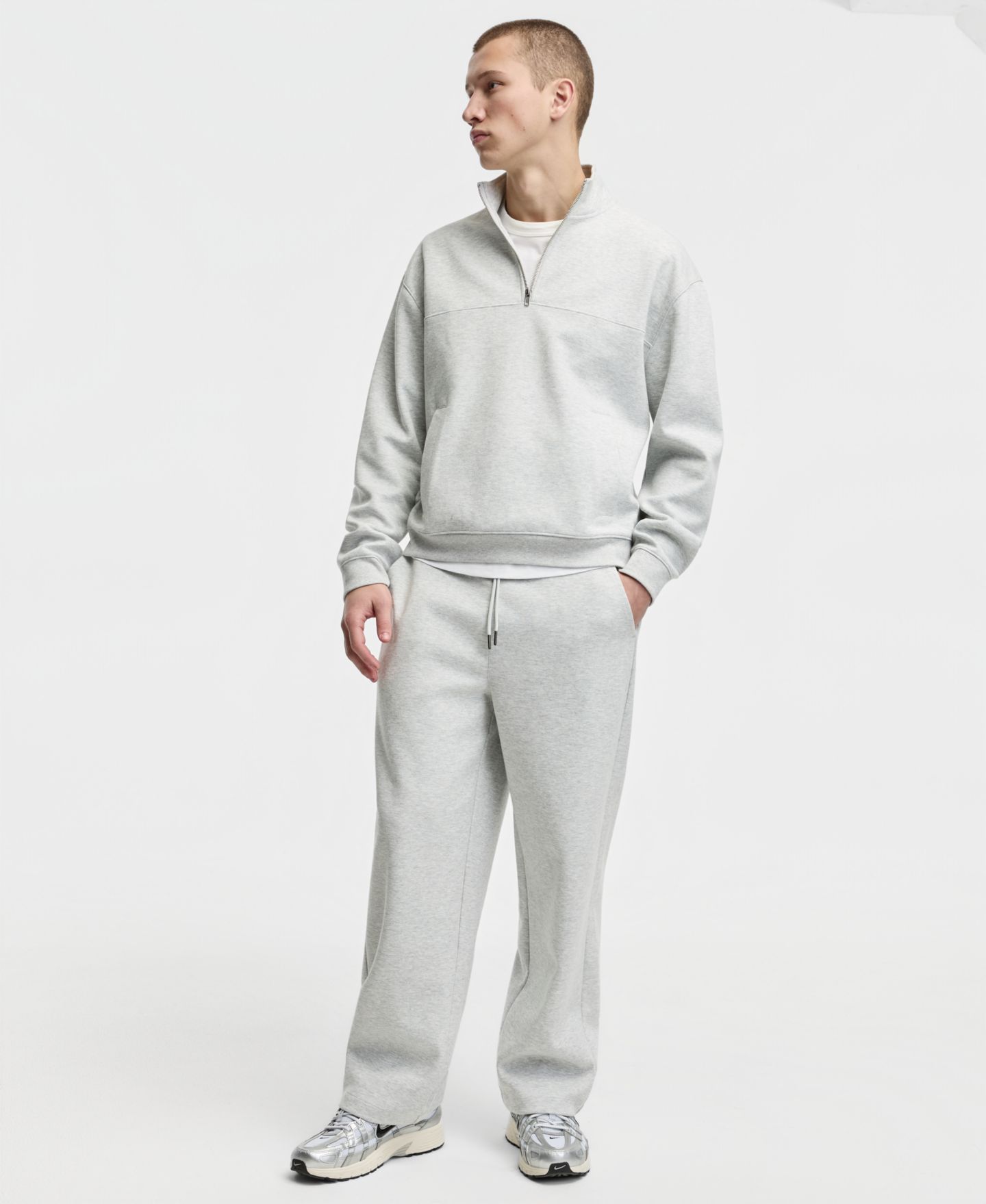 Мужская толстовка Mode of One Oversized-Fit Quarter-Zip, цвет: Серый — фото 2
