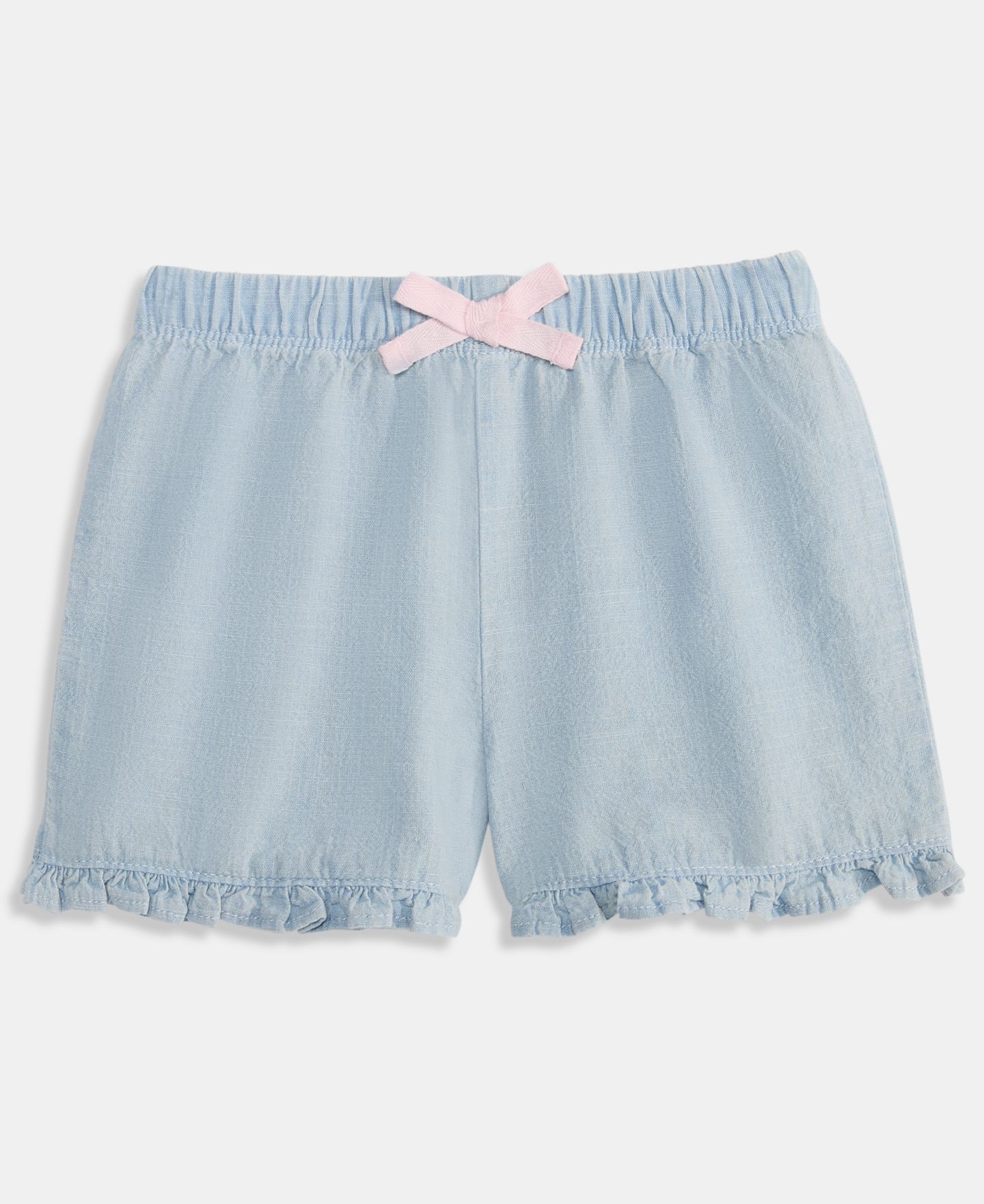 Шорты First Impressions Mix and Match Ruffled Chambray Shorts для девочек-малышей, цвет: Светлая средняя варка — фото 1