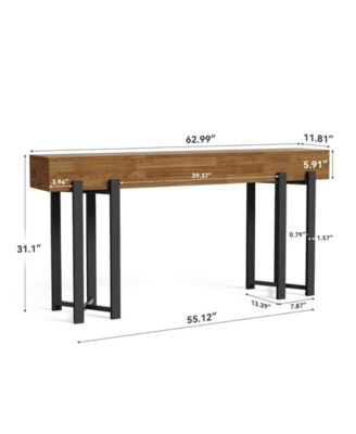 63-Inch Console Table for Entryway, Industrial Behind Couch Table with Black Metal Frame, Minimalist Sofa Table for Living Room