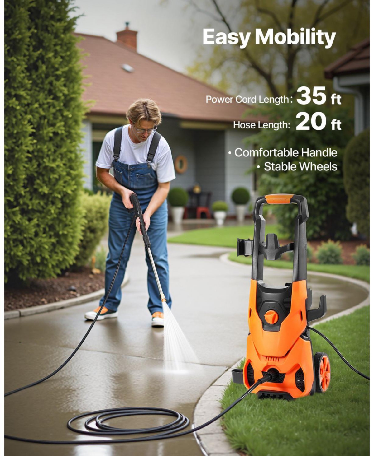 Mecale Electric Pressure Washer, 4200 Psi Max, 2.8 Gpm, 4 Quick-Connect Nozzles, Foam Cannon, High Power Cleaning Machine