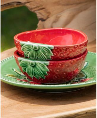 Strawberries Oval Bowls, Set of 2