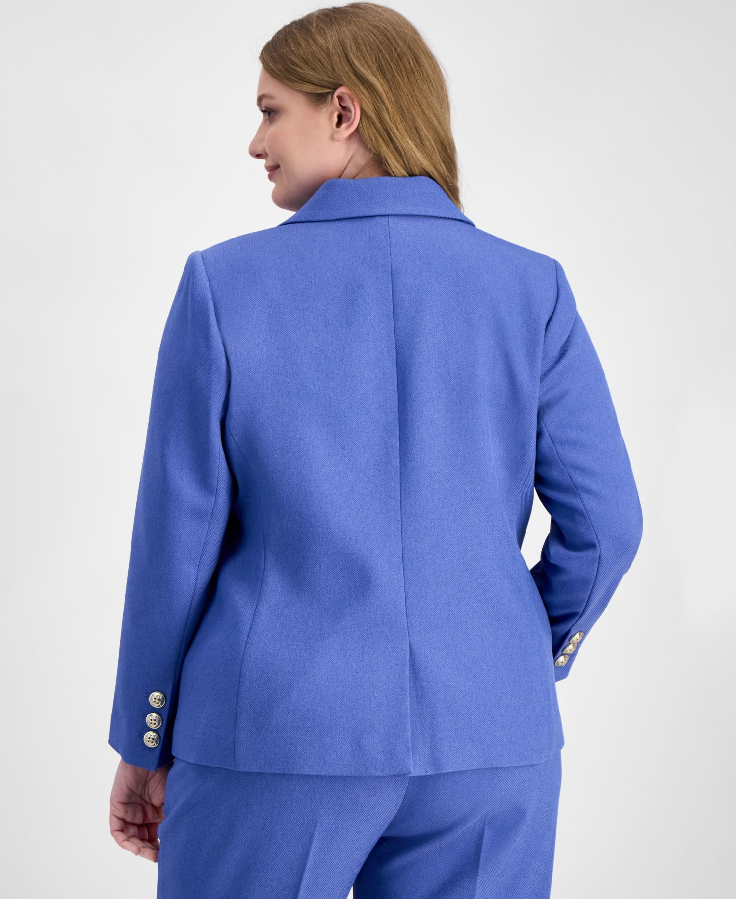 ASL Plus Size Faux-Double-Breasted Twill Blazer