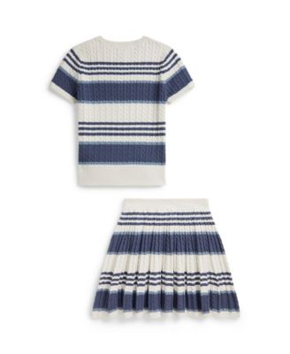 Girls' 7-16 Striped Cable Sweater and Skirt, 2-Piece Set
