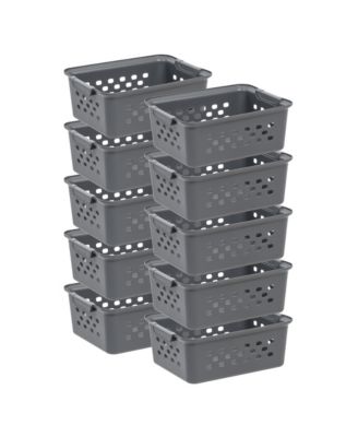 USA Small Organizer Storage Basket, Gray, Pack of 10