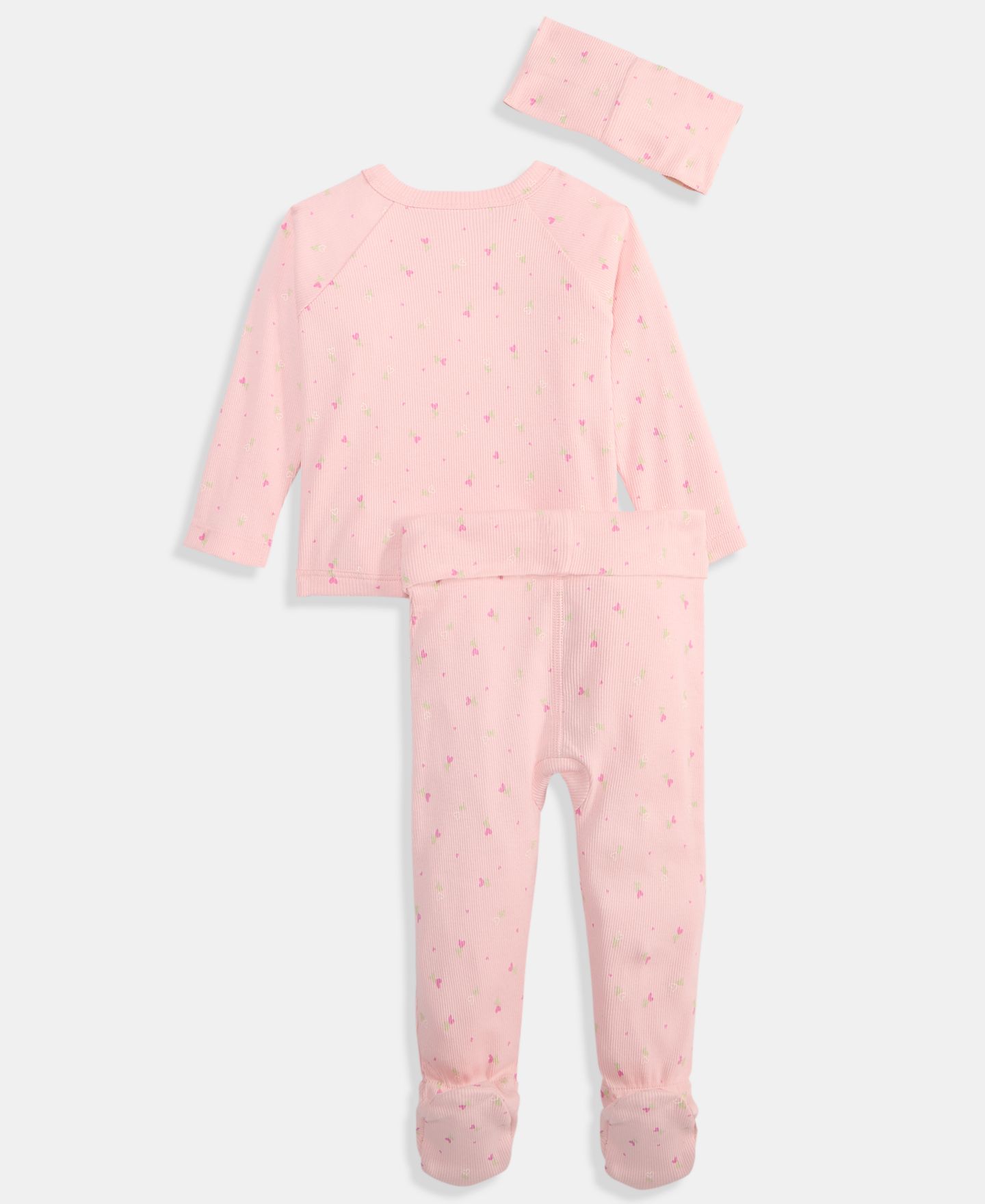 Комплект First Impressions Cotton Ribbed Take Me Home Headband, Top and Pants, 3-Piece Set для девочек-малышей, цвет: Розовый — фото 3