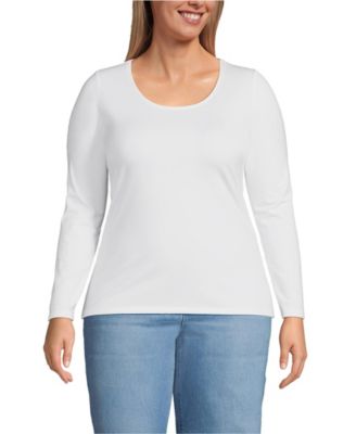 Plus Size Lightweight Jersey Skimming Long Sleeve Scoop Neck T-shirt