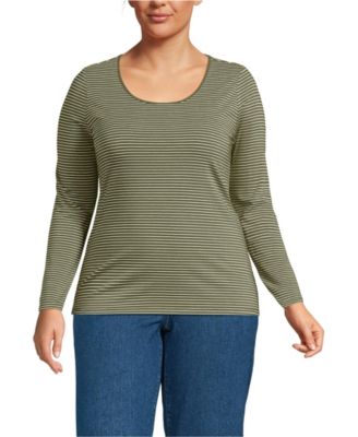 Plus Size Lightweight Jersey Skimming Long Sleeve Scoop Neck T-shirt