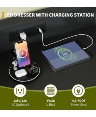 Tall 4-Drawer Dresser with RGB Lights & Charging Station, App Controlled Music Sync LED Dresser