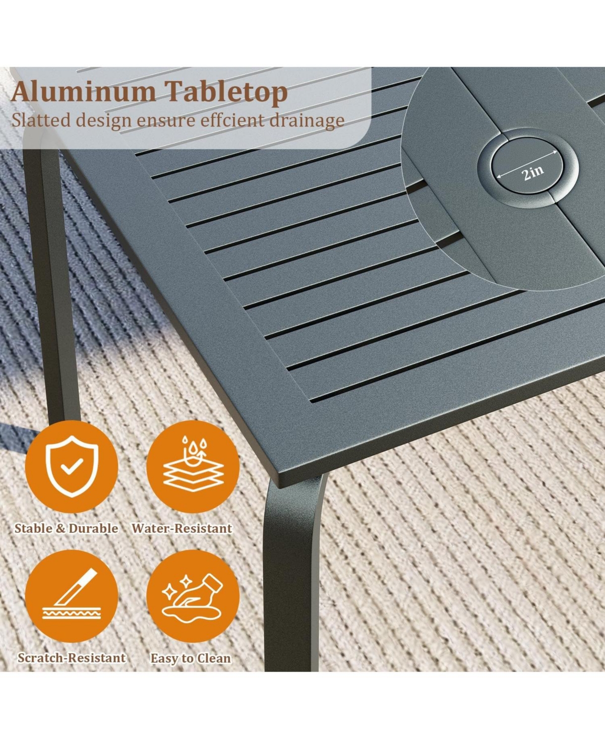 gaomon 71" Modern Outdoor Dining Table with Umbrella Hole