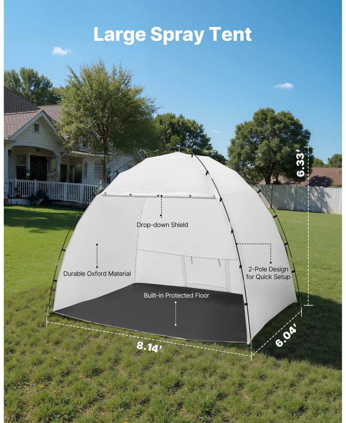 Mecale Portable Paint Booth Tent, 91.7 x 67.7 x 74.8 in, Built-in Floor, Mesh Screen, Oxford Spray Shelter