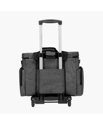 Rolling Laptop Bag for 15.6" Laptop, Wheeled Briefcase with Detachable Trolley, Telescopic Handle, Computer Tote Bag