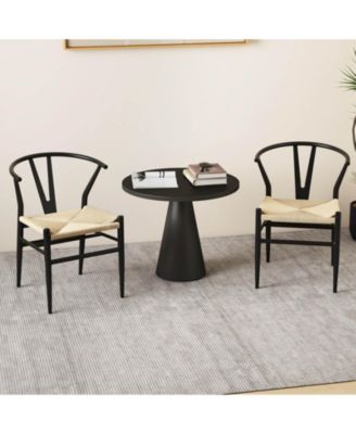 Modern Dining Chair Weave Kitchen Armchairs with Y-Shaped Curved Backrest