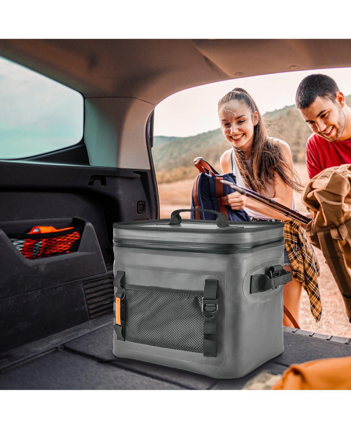 Mecale 24 Cans Soft Cooler Bag, Leakproof Soft Sided Cooler with Zipper, Waterproof Insulated Cooler Bag, Collapsible Portable