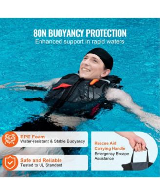 Life Vest for Watersports (PFD), Waterproof Nylon, 80N Buoyancy, Life Jacket for Fishing Kayaking Surfing, Men and Women