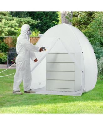 Pop-Up Spray Paint Shelter, 60 x 60 x 70 in Portable Spray Paint Tent with Built-In Floor, Exhaust Window, Storage Bag