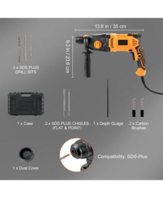 1" SDS-Plus Rotary Hammer Drill, 8 Amp Corded, Heavy-Duty Chipping Hammer with Safety Clutch, Demolition Tool for Concrete