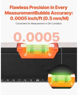 6-Piece Box Level Set, 78/48/32/24/16/10", Bubble Vials, 45/90/180° Ruler, SAE/Metric Scale, Aluminum Alloy (10" Magnetic