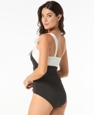 Women's Bow-Trim One-Shoulder One-Piece Swimsuit