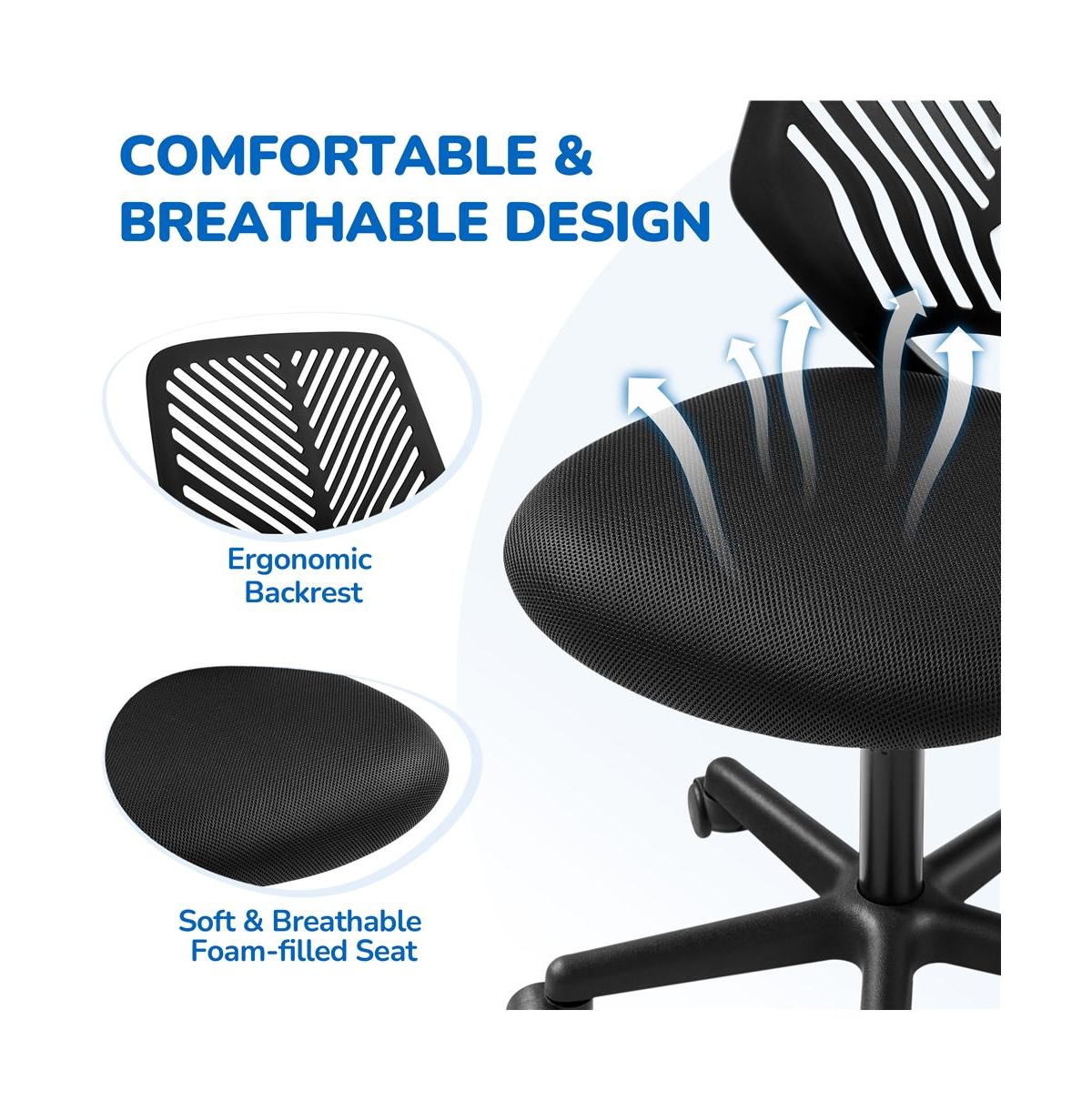 Yaheetech Office Chair Armless Desk Chair Mid Back Swivel Chair