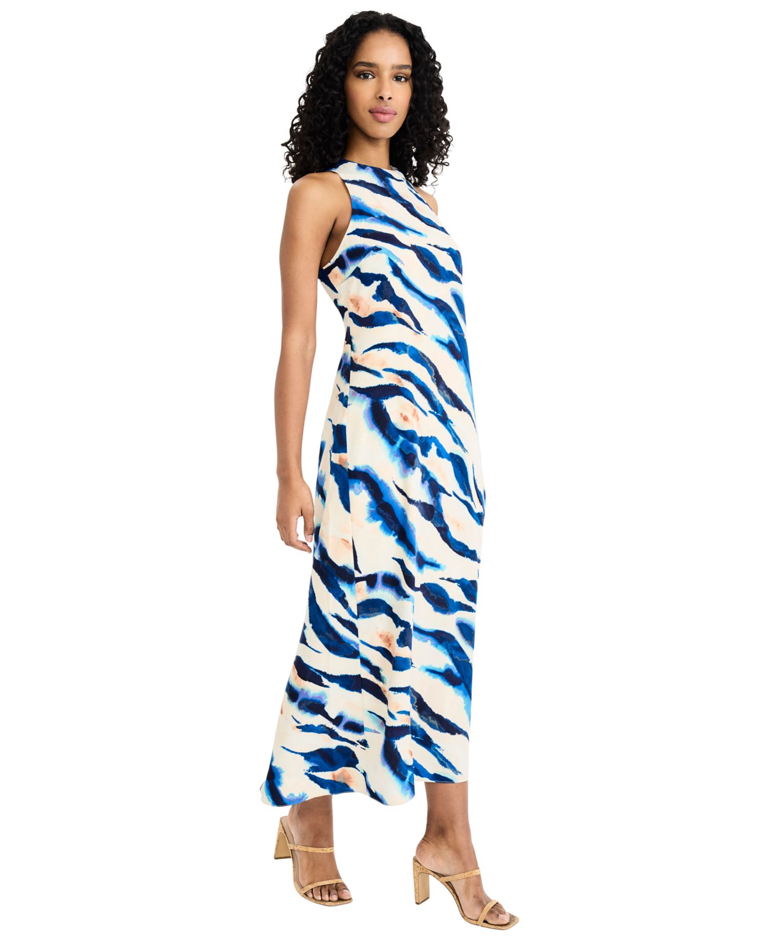 Women's Printed Halter Neck Midi Dress