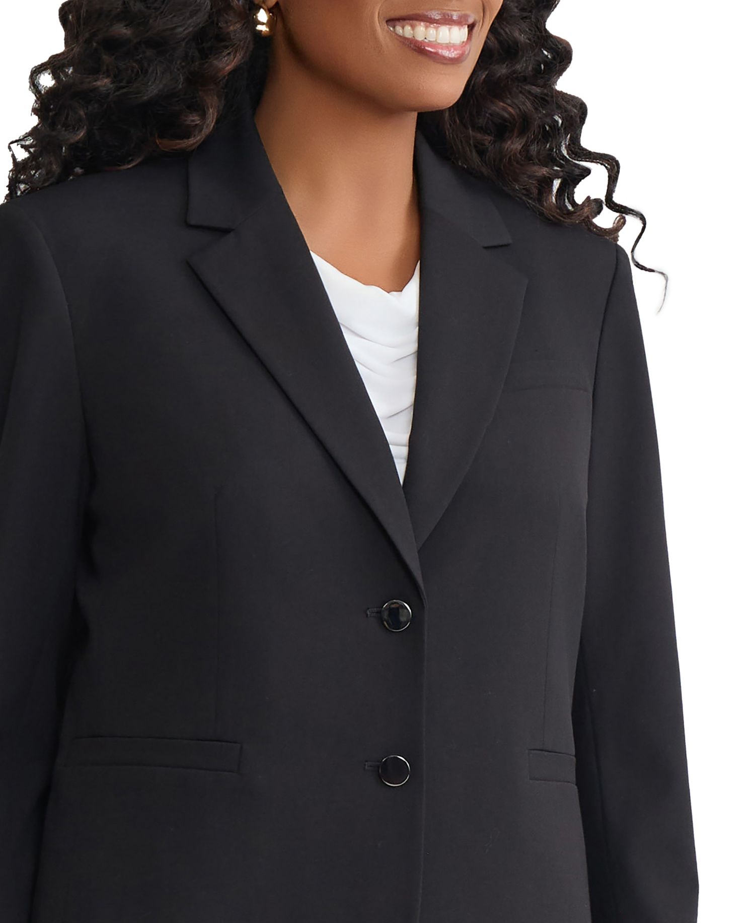 Women's Notch Collar Two Button Stretch Blazer