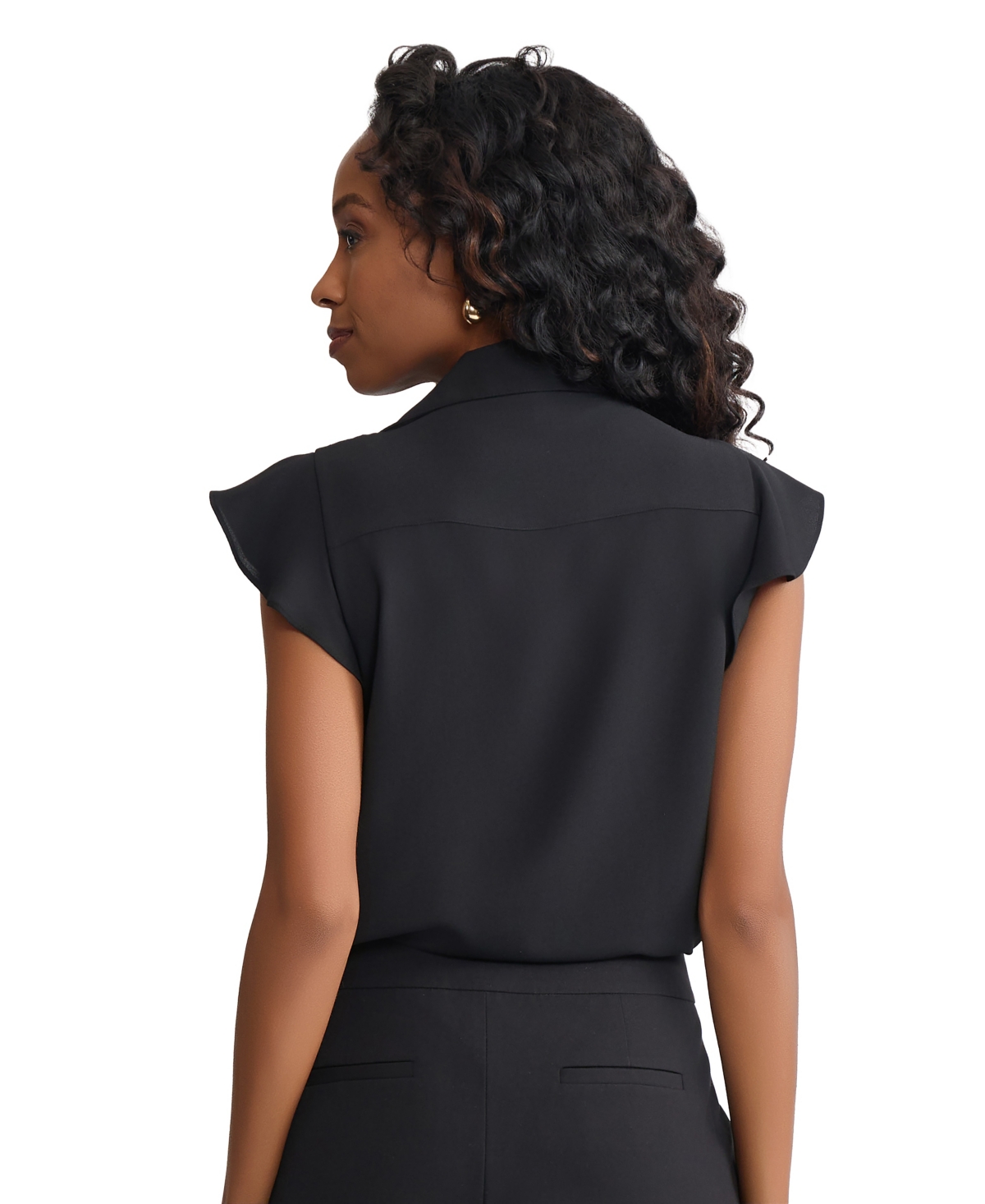 Jones New York Women's Ruffle Detail Collared Top