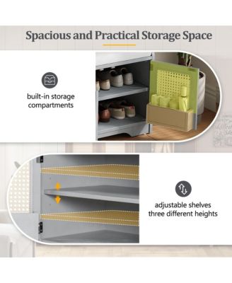 Rustic Wood Entryway Shoe Bench with Cushion and Adjustable Shelves