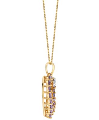 Tanzanite (1-1/4 ct. t.w.) & Diamond Accent Heart Pendant Necklace in 10k Yellow Gold